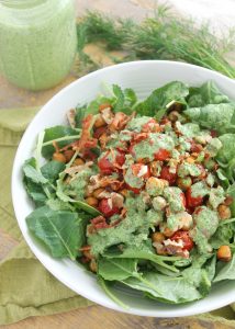 Baby Kale with Charred Tomatoes and Bacon via JennySheaRawn.com