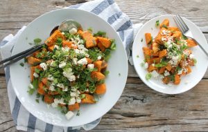 Roasted Sweet Potato, Herb and Feta Salad ivia JennySheaRawn.com