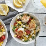 Scallops with Corn, Tomato & Basil Salad via JennySheaRawn.com